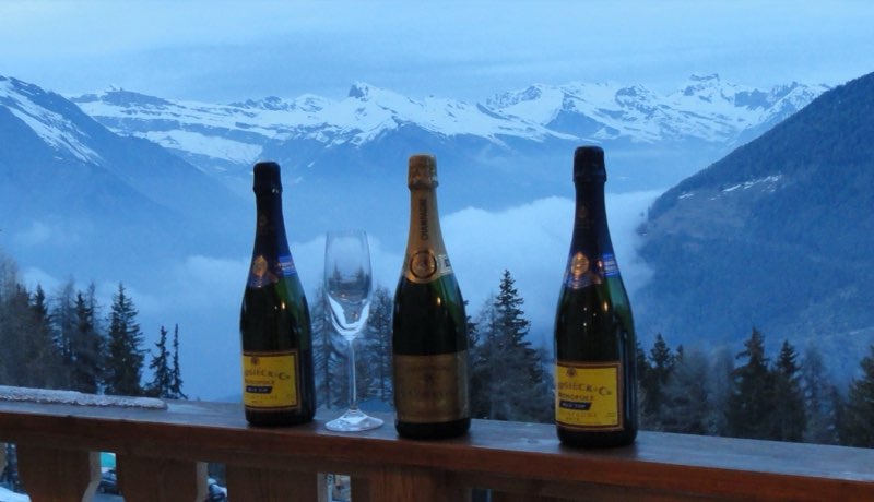 Champagne on the balcony, above the clouds