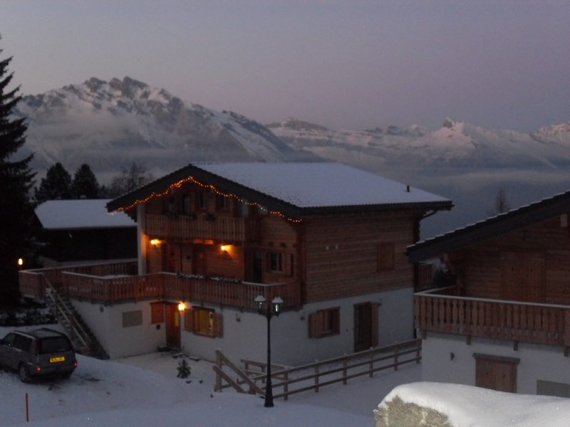 The chalet at dusk